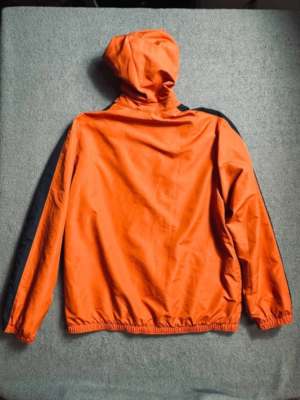 Nike Orange Black Hooded Windbreaker Jacket Men’s Large Full Zip Lightweight Y2K